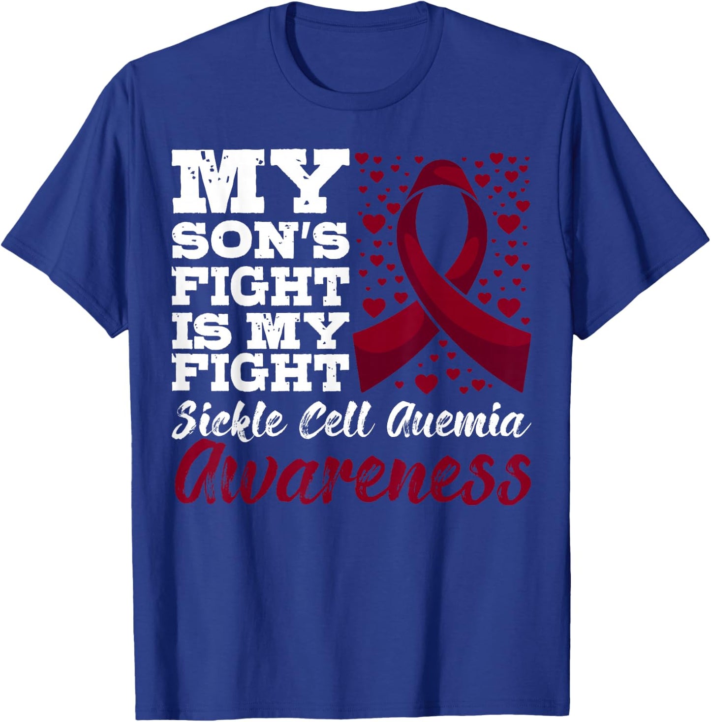 Sickle Cell Anemia SCD Warrior Burgundy Awareness Ribbon T-Shirt - T-Shirt | Royal