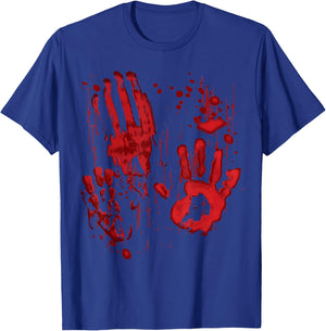 Bloody Blood Splatter Zombie Hands Handprints T-Shirt - T-Shirt | Royal