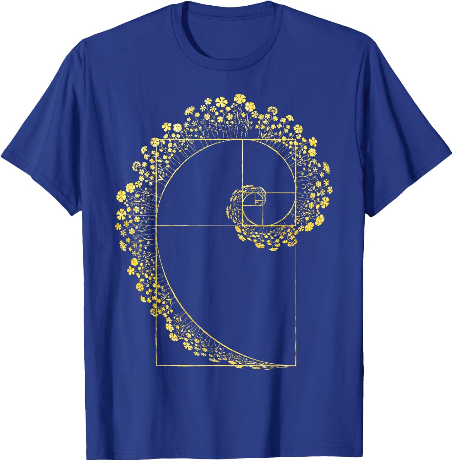 Fibonacci Math Spiral Mean RatioGeometry Flower Phi Ratio T-Shirt - T-Shirt | Royal