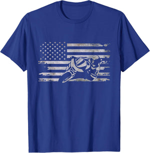 American Flag Motorcycle Apparel - Motorcycle Women Kids Men T-Shirt - T-Shirt | Royal