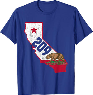 Stockton Area Code 209 Shirt California Souvenir Gift T-Shirt - T-Shirt | Royal