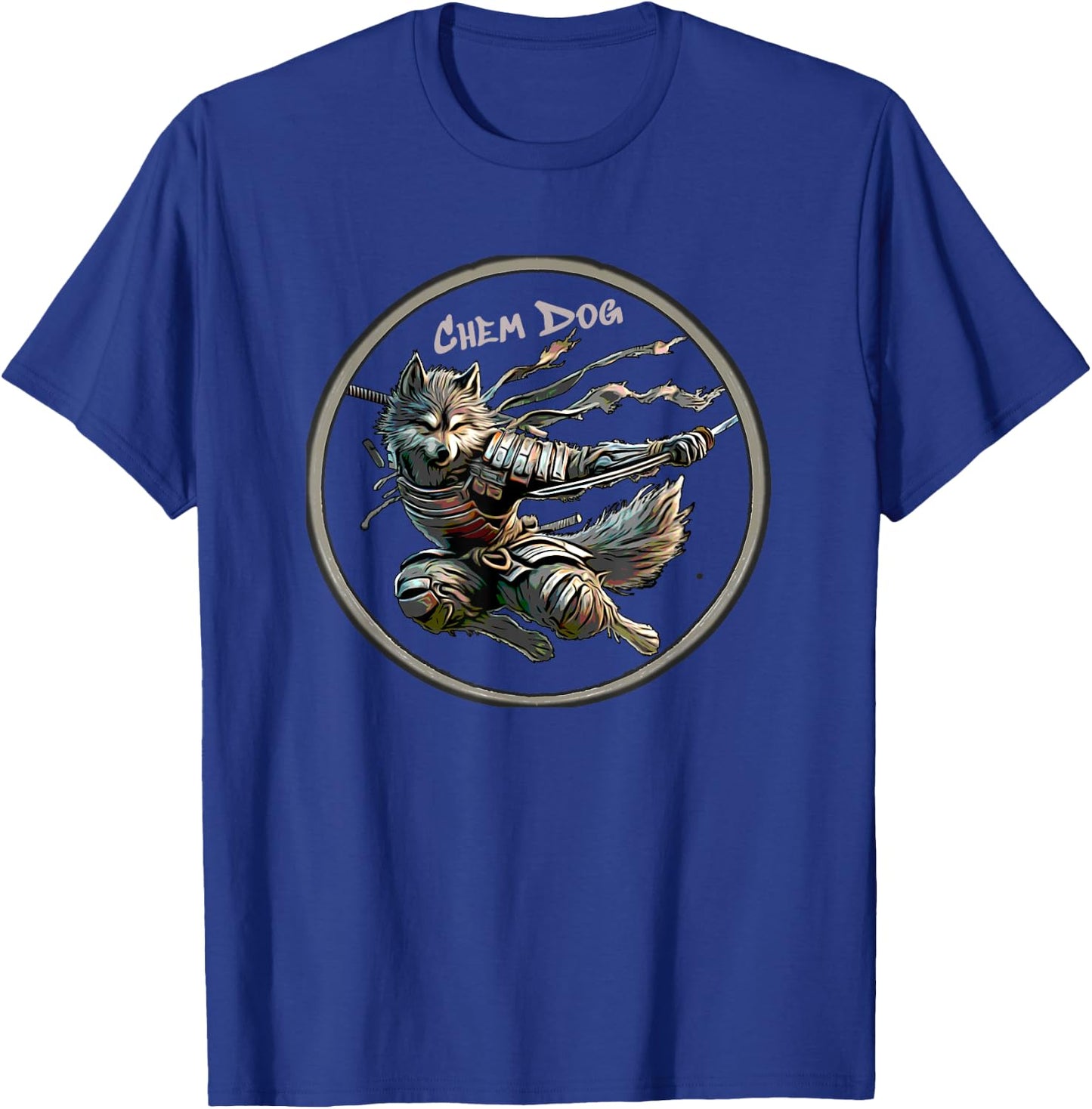 Cannabis Weed Strain "Chem Dog" Junkyard Dog Samurai Design T-Shirt - T-Shirt | Royal