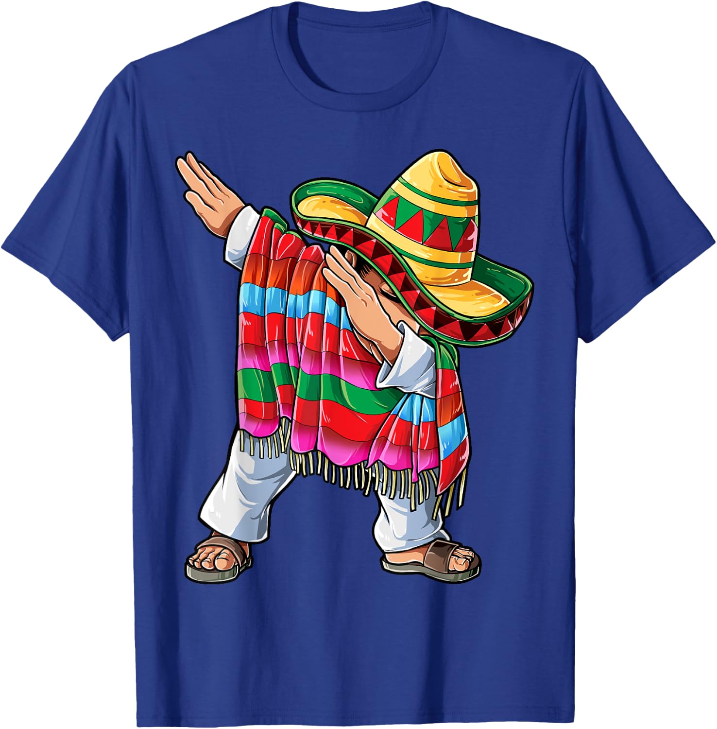 Dabbing Mexican Cinco de Mayo Poncho Men Women Dab Sombrero T-Shirt - T-Shirt | Royal