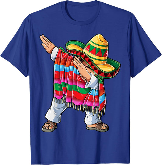 Dabbing Mexican Cinco de Mayo Poncho Men Women Dab Sombrero T-Shirt - T-Shirt | Royal