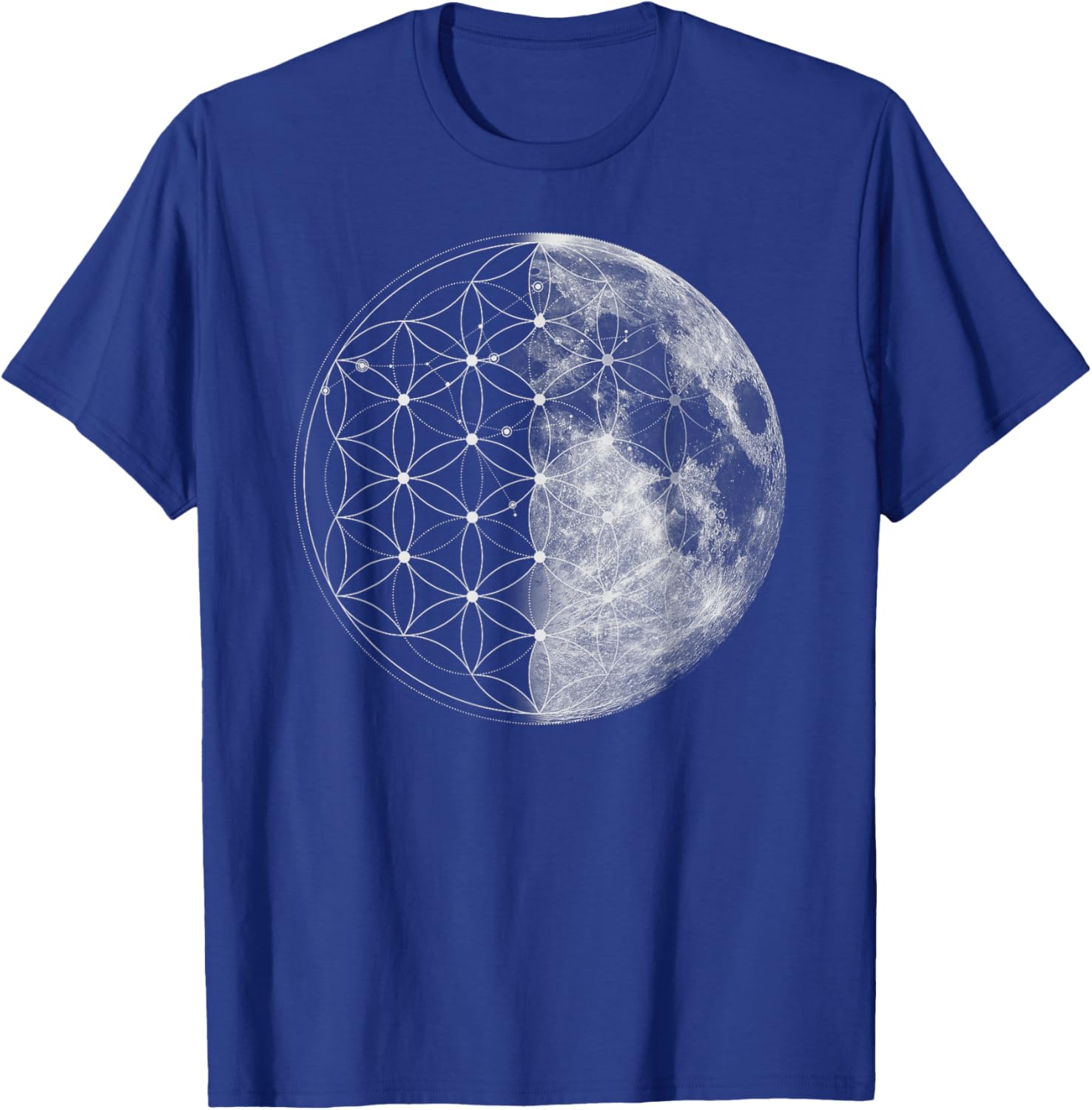 The Dharma Store - Flower of Life Moon - Sacred Geometry T-Shirt - T-Shirt | Royal