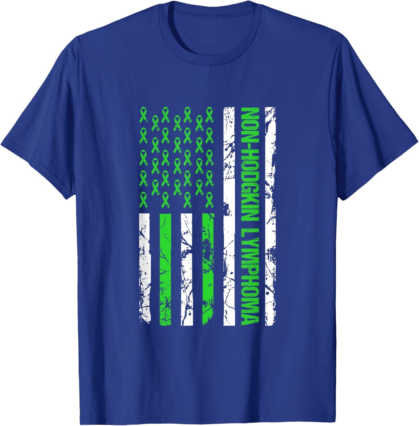 Non Hodgkin Lymphoma Flag Lime Green Ribbon Awareness T-Shirt - T-Shirt | Royal