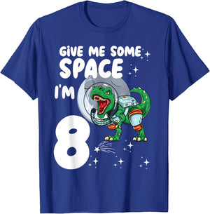 Give me some Space Im 8 Astronaut dinosaur 8th Birthday T-Shirt - T-Shirt | Royal