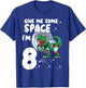 Give me some Space Im 8 Astronaut dinosaur 8th Birthday T-Shirt - T-Shirt | Royal