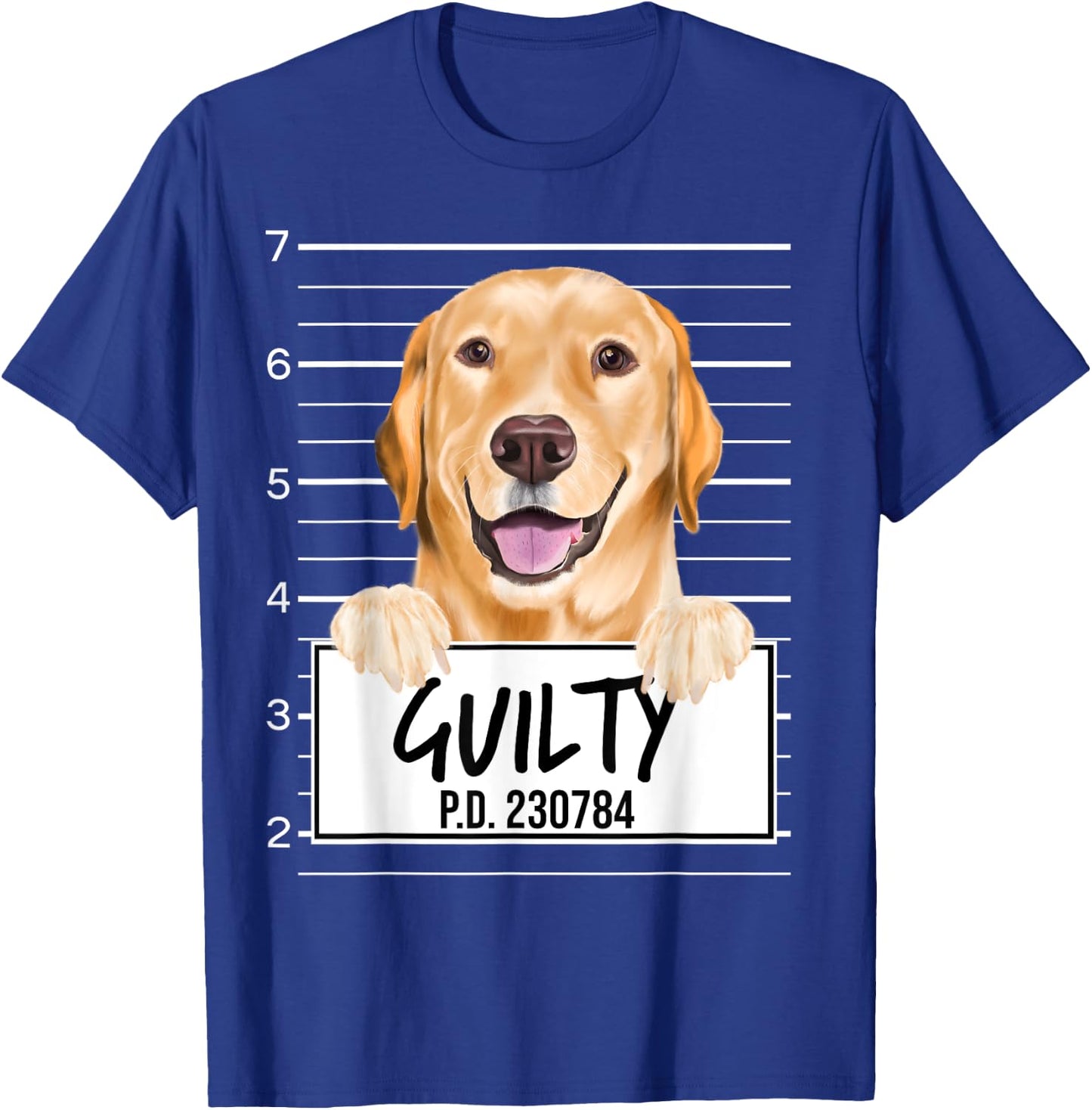 Funny Yellow Labrador Retriever Mugshot Guilty Dog Men Women Girls Kids T-Shirt - T-Shirt | Royal