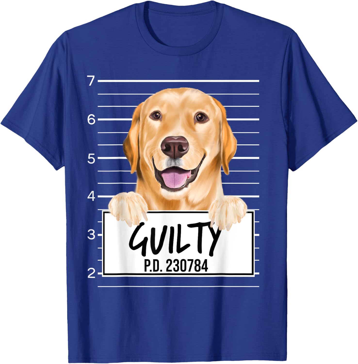 Funny Yellow Labrador Retriever Mugshot Guilty Dog Men Women Girls Kids T-Shirt - T-Shirt | Royal