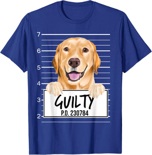 Funny Yellow Labrador Retriever Mugshot Guilty Dog Men Women Girls Kids T-Shirt - T-Shirt | Royal