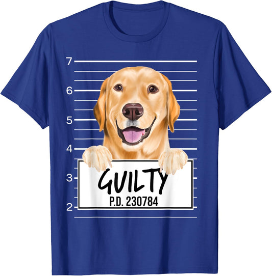 Funny Yellow Labrador Retriever Mugshot Guilty Dog Men Women Girls Kids T-Shirt - T-Shirt | Royal