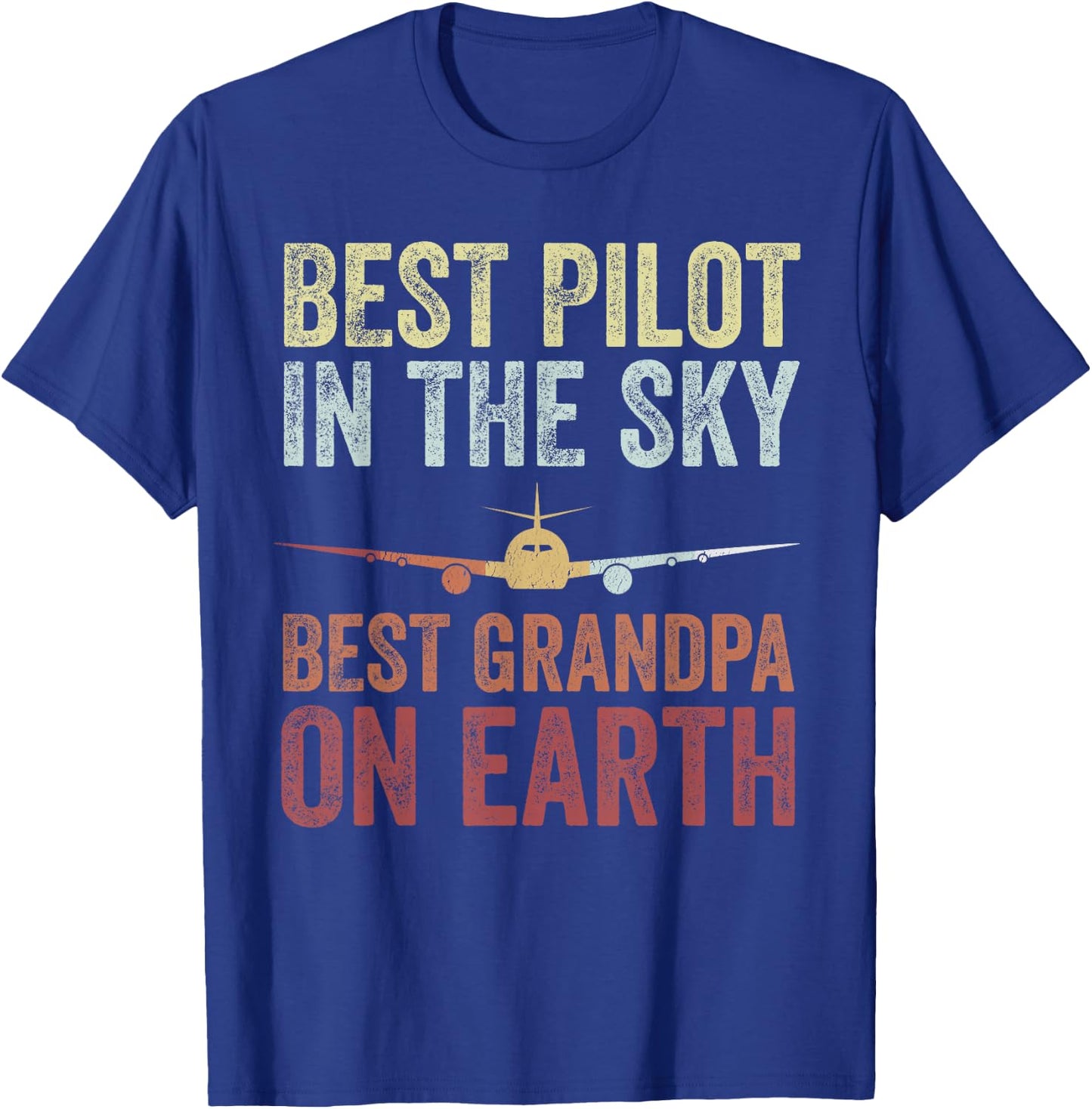 Pilot Grandpa Funny Flying Grandpa Retirement Aviator T-Shirt - T-Shirt | Royal