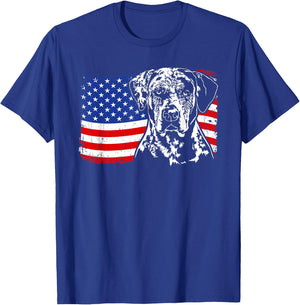 Proud Catahoula Leopard Dog American Flag patriotic dog gift T-Shirt - T-Shirt | Royal