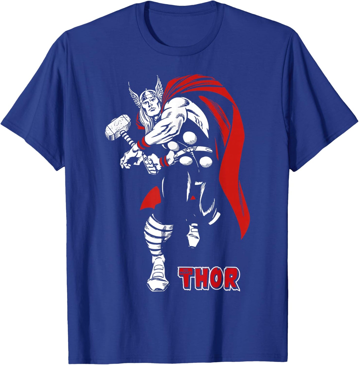 Marvel Thor Retro Hammer Swing Tonal Portrait T-Shirt - T-Shirt | Royal