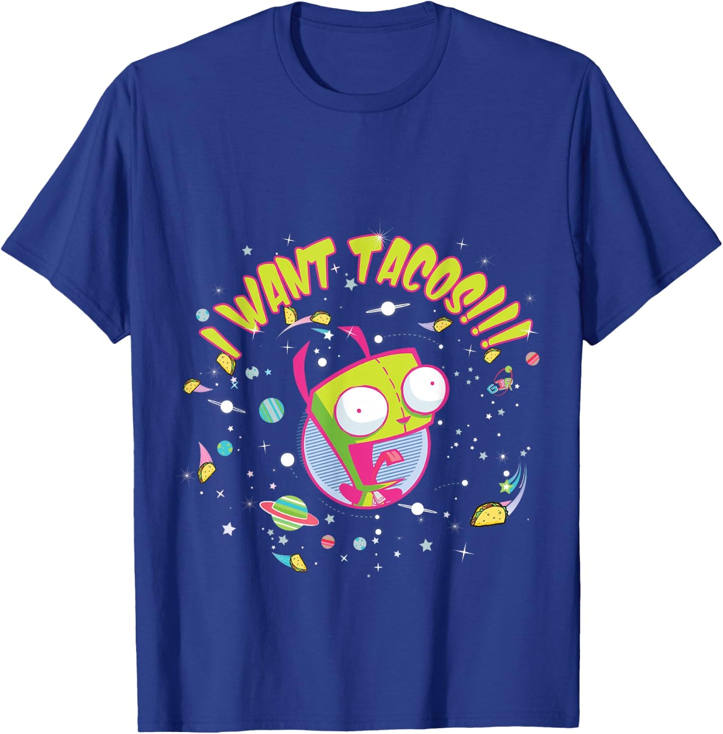 Invader Zim Gir I Want Tacos Festive Text T-Shirt - T-Shirt | Royal