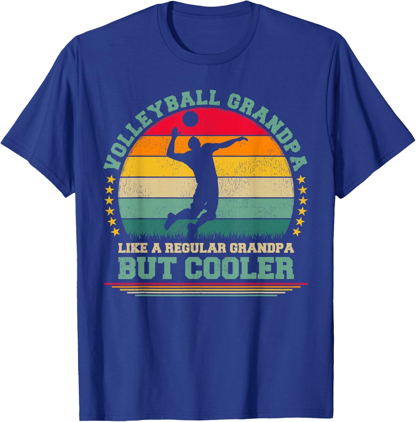 Funny Vintage Retro Volleyball Grandpa Father's Day T-Shirt - T-Shirt | Royal