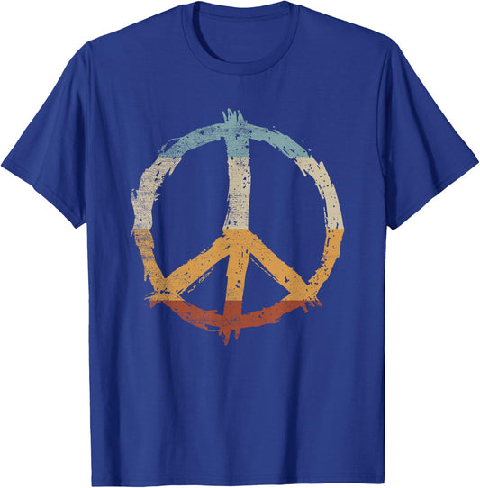 Retro Vintage Design Peace Sign T-Shirt - T-Shirt | Royal