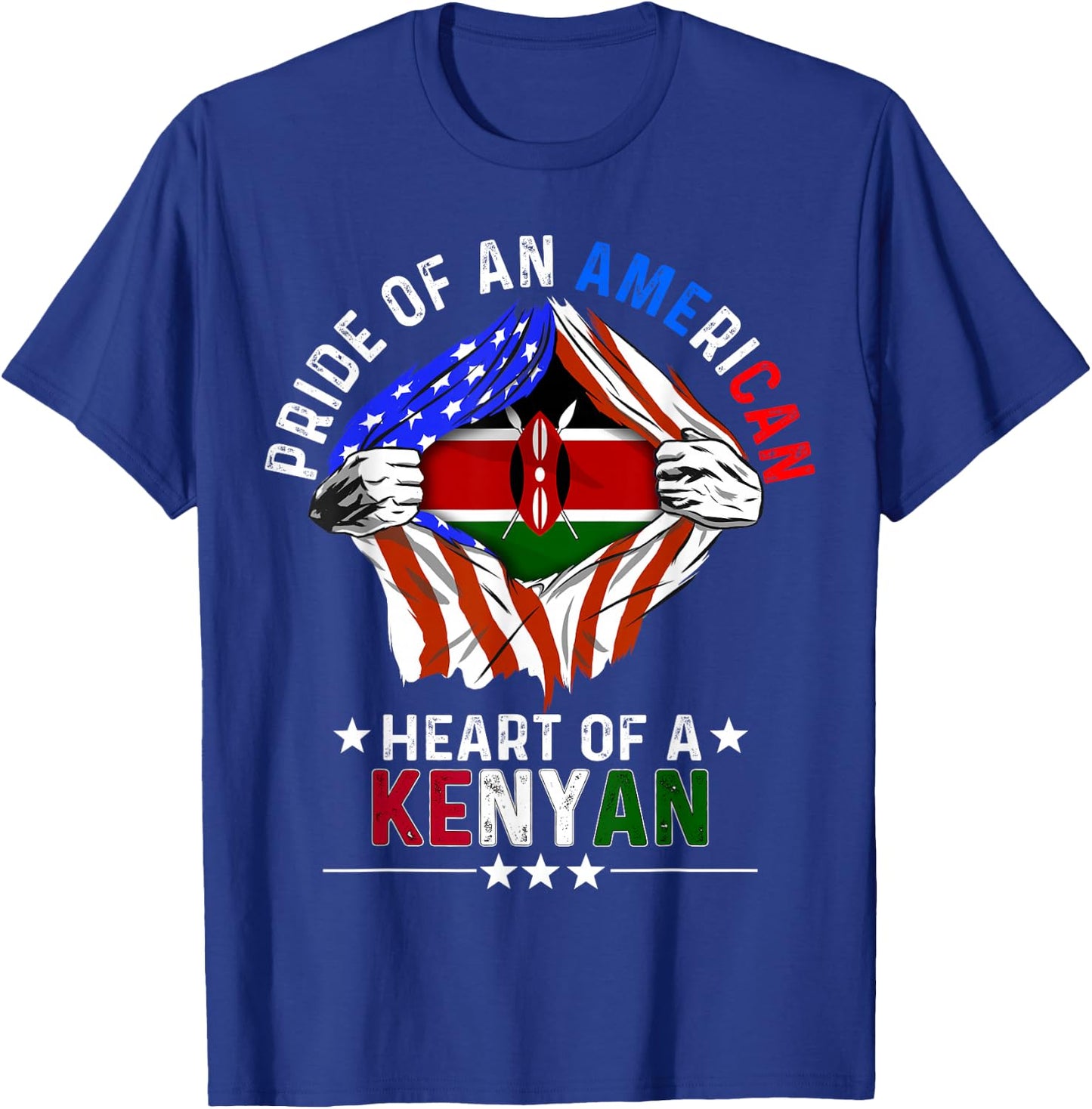 Kenyan American America Pride Foreign Country Kenya Flag T-Shirt - T-Shirt | Royal