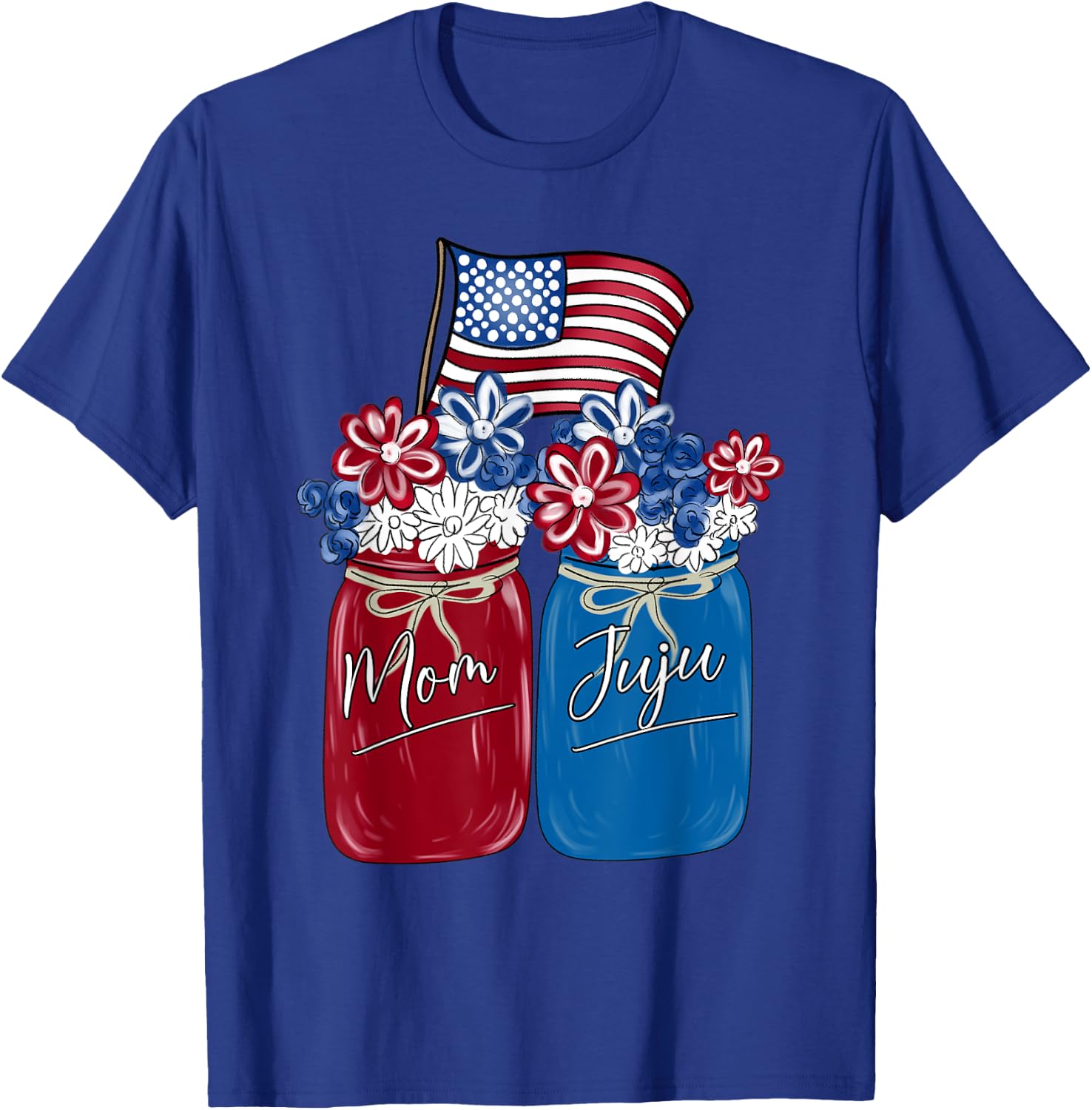 Mom and Juju - Flower Art Flag Independence Day Gift Men T-Shirt - T-Shirt | Royal
