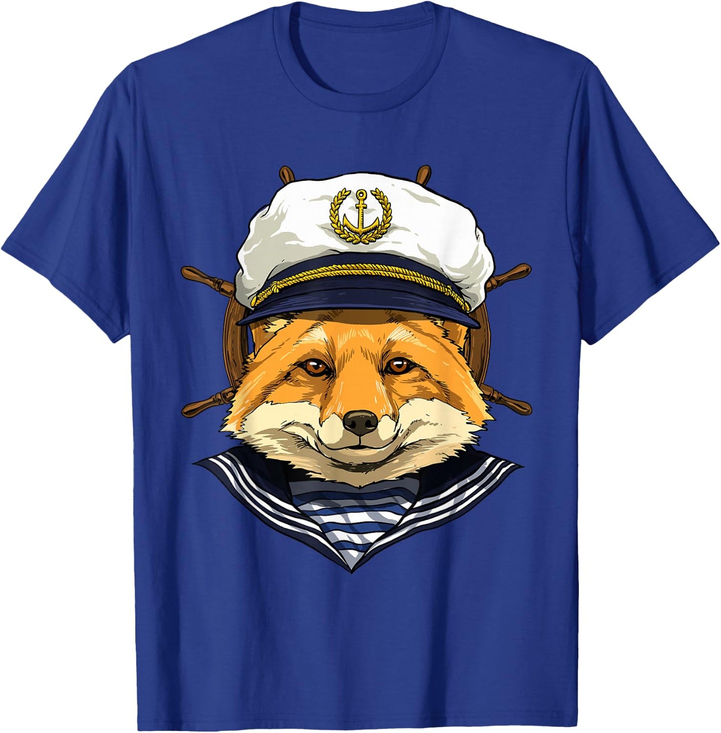 Fox Sailor Boat Captain Wildlife Fox Forest T-Shirt - T-Shirt | Royal