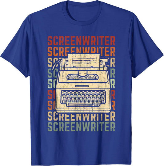 Screenwriter Vintage Typewriter T-Shirt - T-Shirt | Royal