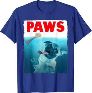Paws Pug Dog and Bone Top Funny Cat Lover Parody T-Shirt - T-Shirt | Royal