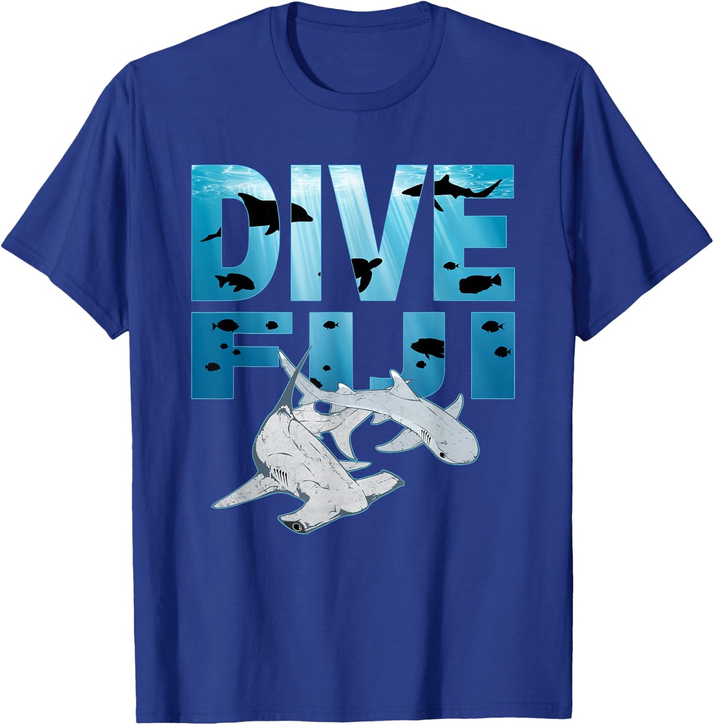 Hammerhead Shark and Whitetip Dive Fiji Hammerhead T-Shirt - T-Shirt | Royal