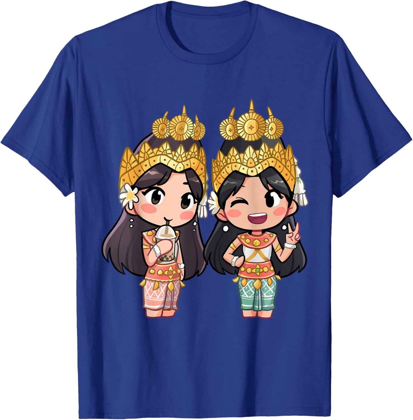 Cute Chibi Style Cambodian Khmer Apsara BFF T-Shirt - T-Shirt | Royal