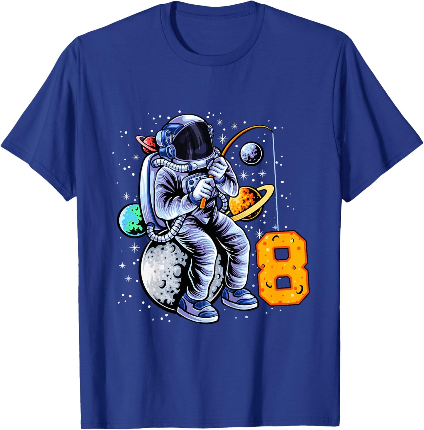 8 Years Old Birthday Boy Astronaut Gifts Space 8th B-Day T-Shirt - T-Shirt | Royal