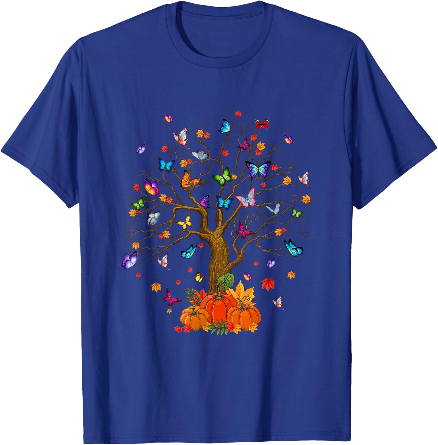 Butterfly Tree Fall Pumpkin Shirts Halloween Autumn T-Shirt - T-Shirt | Royal