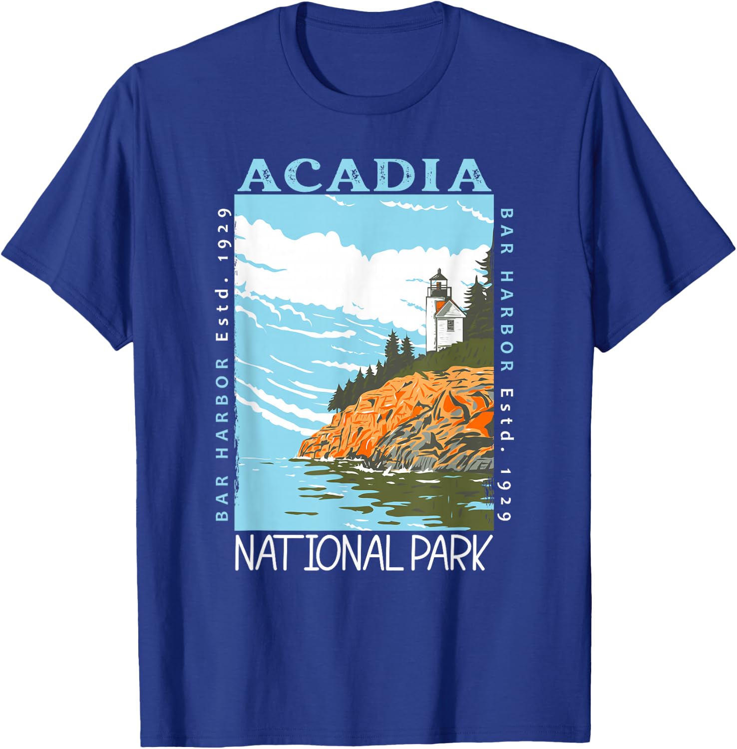Acadia National Park Bar Harbor Maine Vintage T-Shirt - T-Shirt | Royal