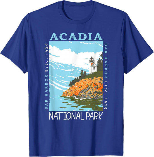 Acadia National Park Bar Harbor Maine Vintage T-Shirt - T-Shirt | Royal