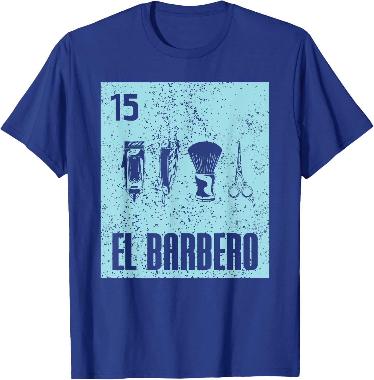 Cool Mexican El Barbero Hairdressers Distressed Barber Cards T-Shirt - T-Shirt | Royal