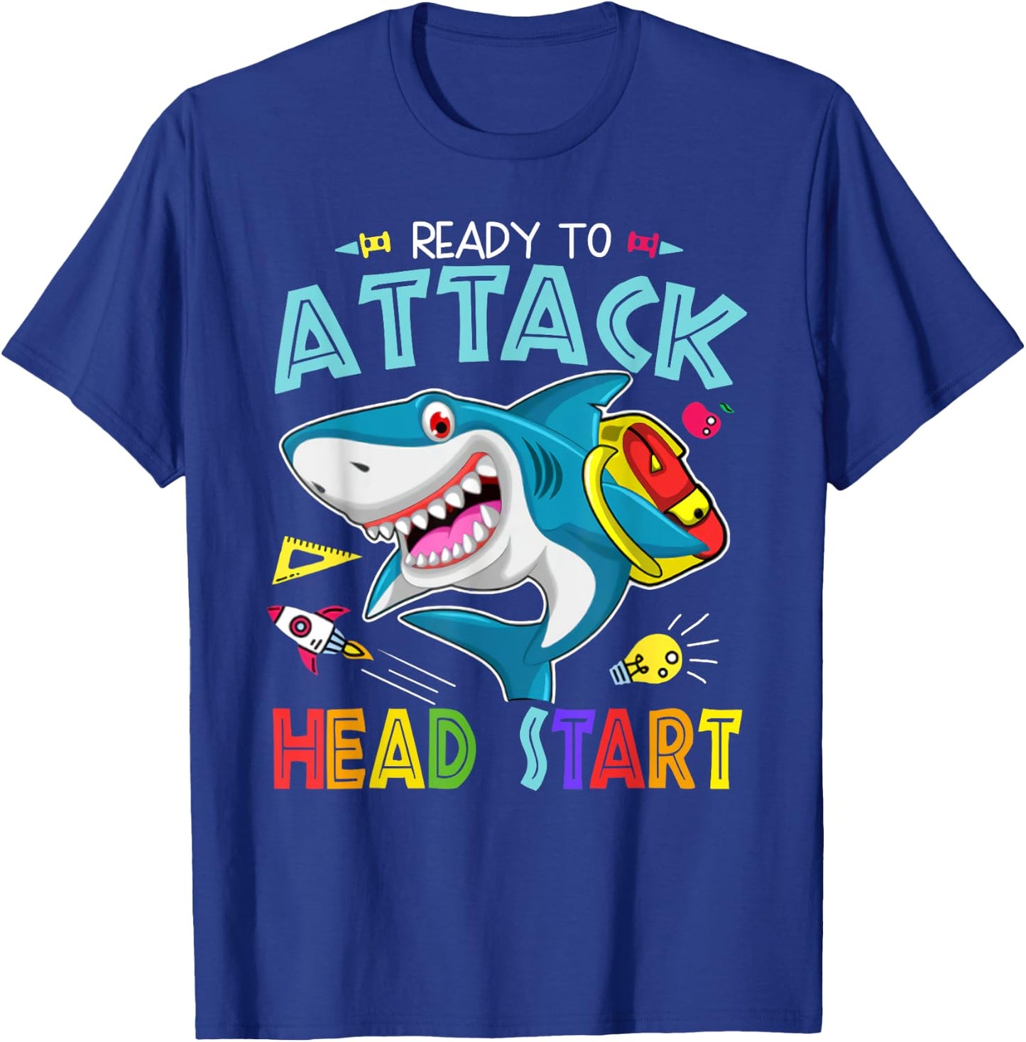 Ready To Attack Head Start Boy Back To School Sea Animal T-Shirt - T-Shirt | Royal