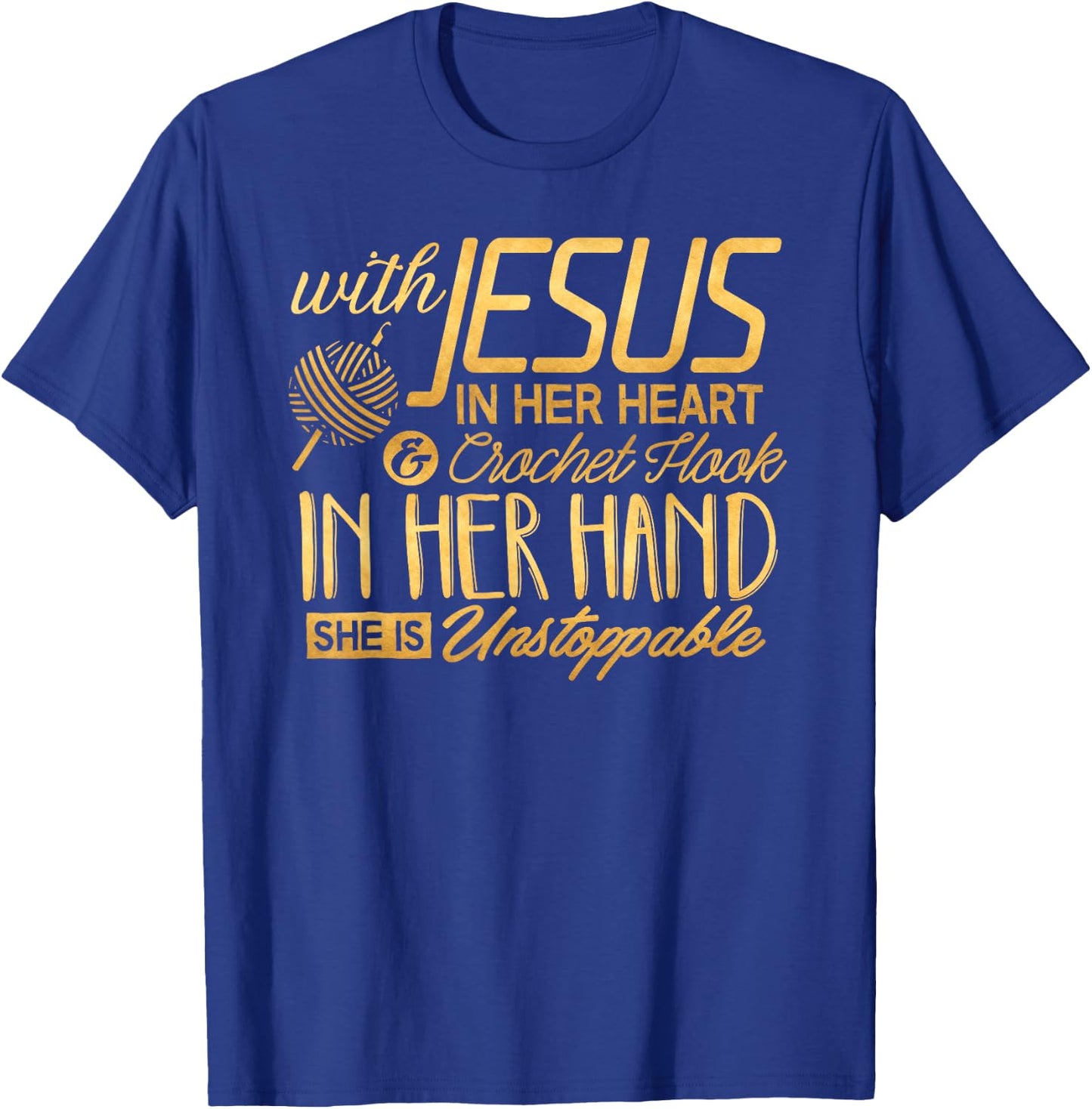 Crochet Shirt With Jesus in her Heart Crochet Hook Christian T-Shirt - T-Shirt | Royal