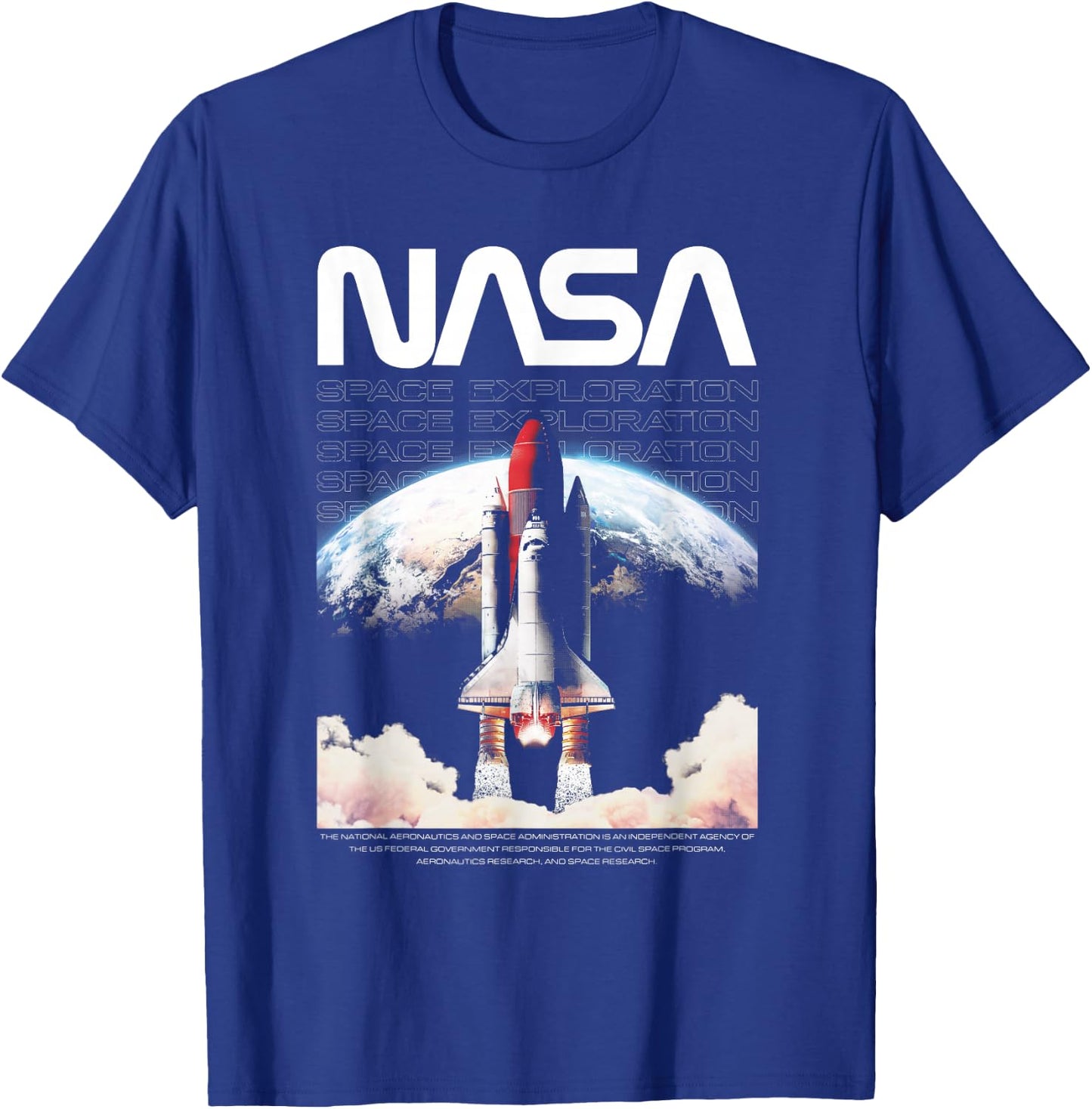 NASA Shuttle Takeoff Space Exploration T-Shirt - T-Shirt | Royal