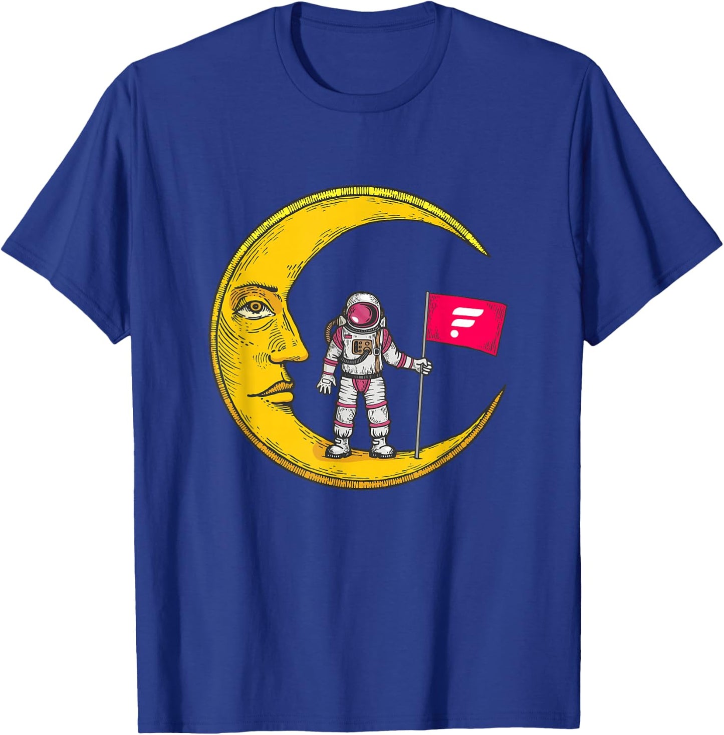 Flare Logo Crypto Flag On Moon To Hodl FLR Bull Market T-Shirt - T-Shirt | Royal