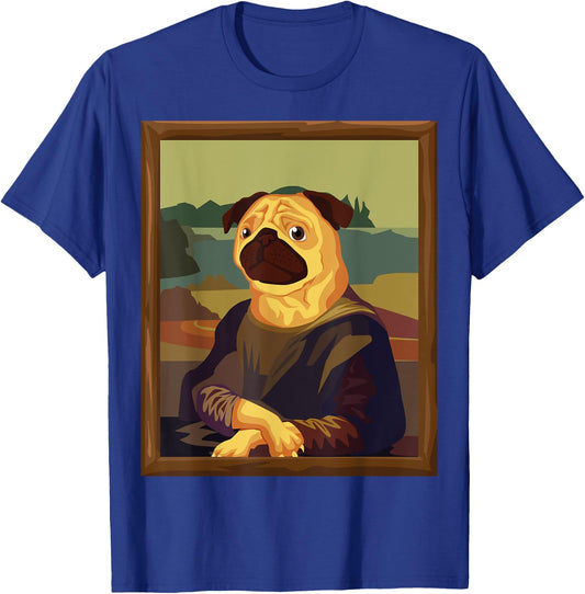 Funny Mona Lisa Pug Art Parody T-Shirt - T-Shirt | Royal