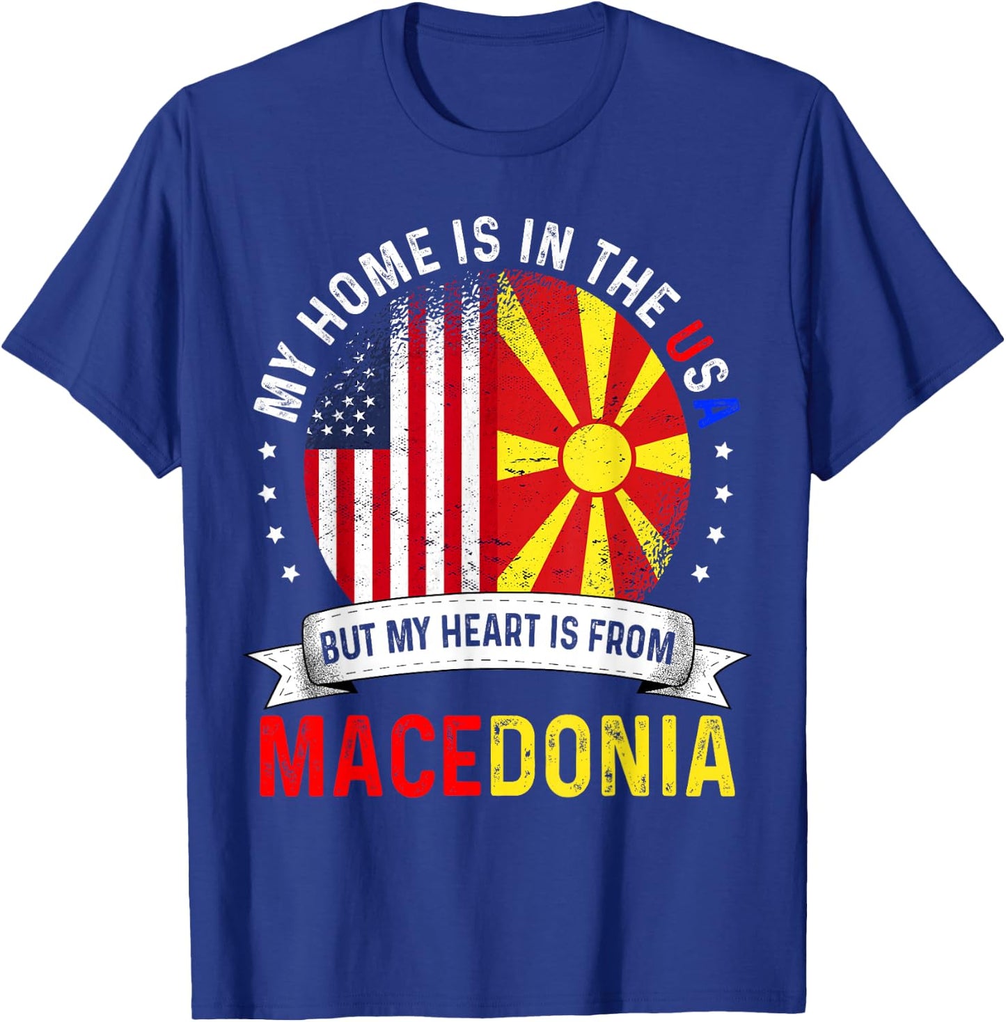 Macedonian American Patriot Heart is from Macedonia Flag T-Shirt - T-Shirt | Royal
