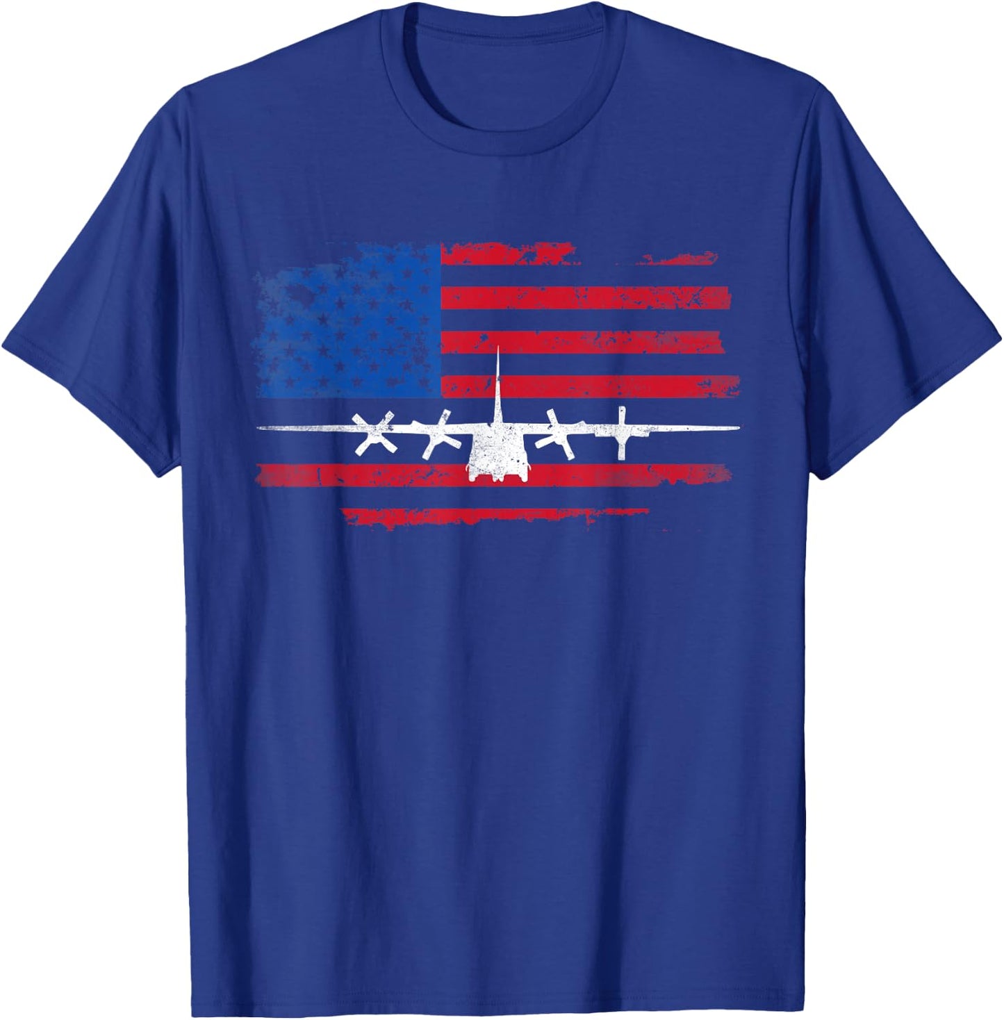 Vintage American Flag C-130 Military Plane Pilot T-Shirt - T-Shirt | Royal