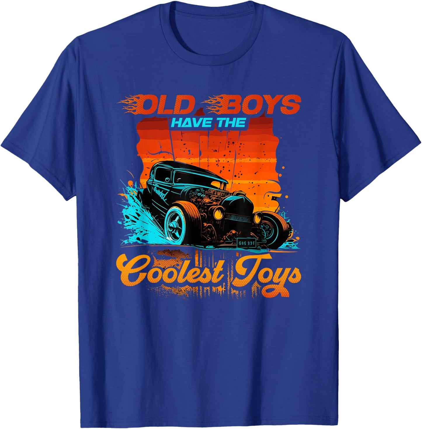 Hot Rod Grandpa Old Boys Coolest Toys, Retro Vintage Rat Rod T-Shirt - T-Shirt | Royal