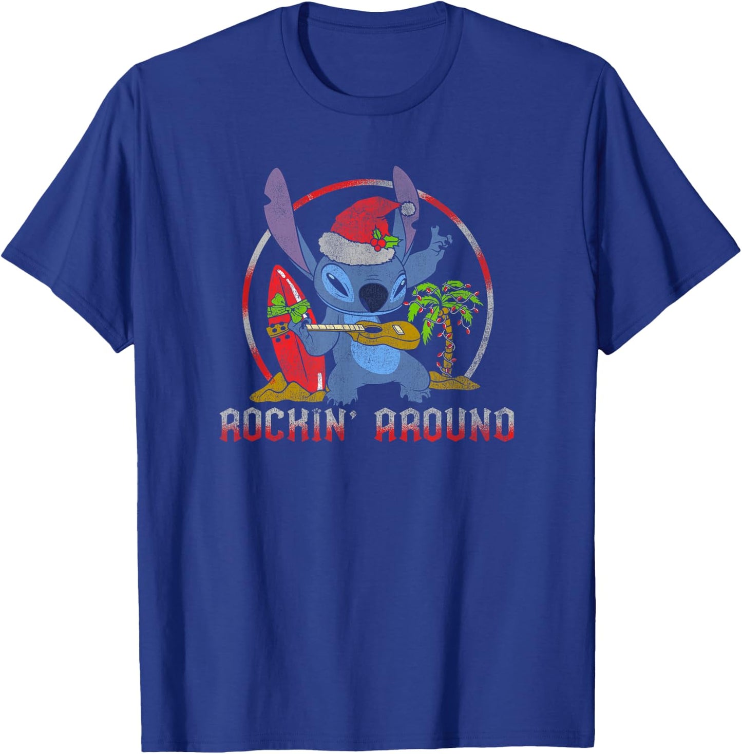 Disney Lilo & Stitch Christmas Rockin' Around Music T-Shirt - T-Shirt | Royal