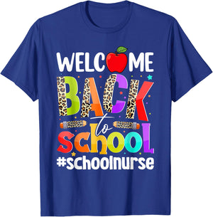Welcome Back To School Nurse First Day Of School Leopard T-Shirt - T-Shirt | Royal