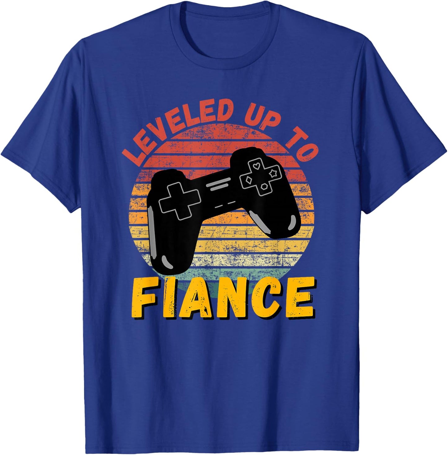 Leveled Up To Fiance Funny Gaming Newly Engaged Couple Gift T-Shirt - T-Shirt | Royal