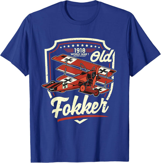 Old Fokker WW1 Shirt WW1 Plane Shirt German Fokker T-Shirt - T-Shirt | Royal