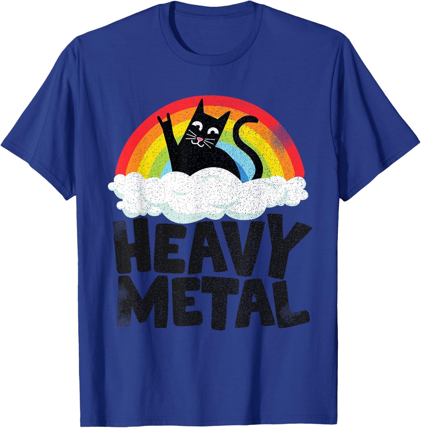 Heavy Metal Cat Rainbow Retro Kids Goth Funny Death Metal T-Shirt - T-Shirt | Royal
