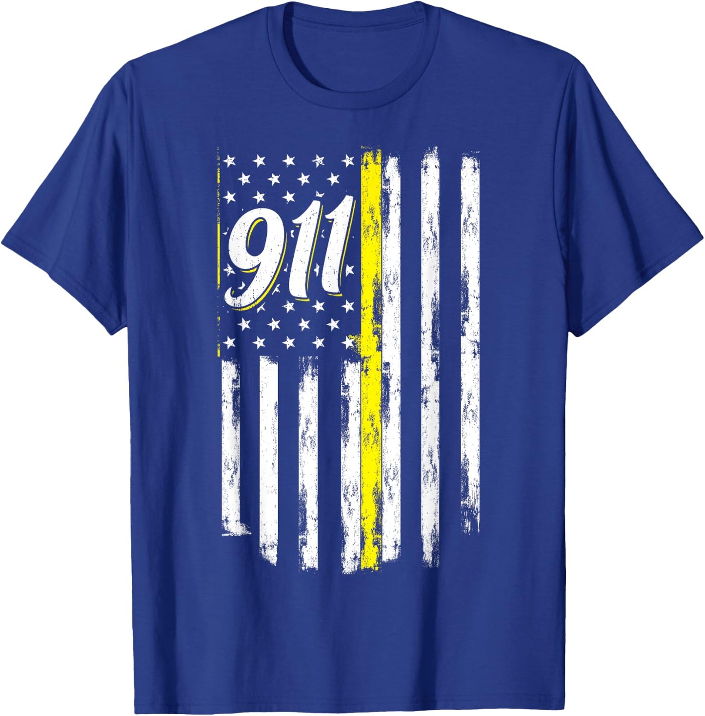 911 Dispatcher Thin Yellow Line Police USA Flag T-Shirt - T-Shirt | Royal