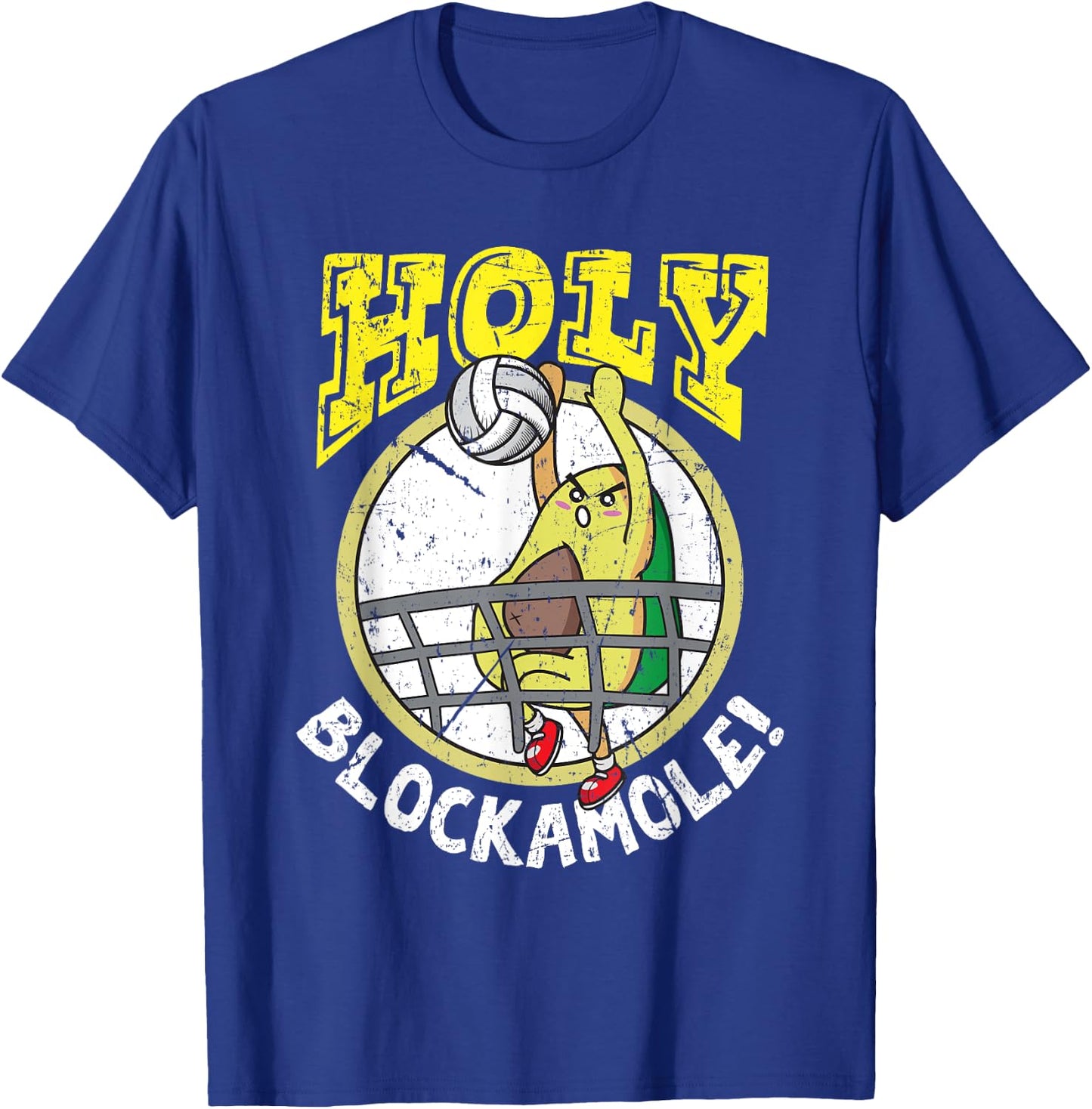 Holy Blockamole Funny Volleyball Block Avocado Design T-Shirt - T-Shirt | Royal