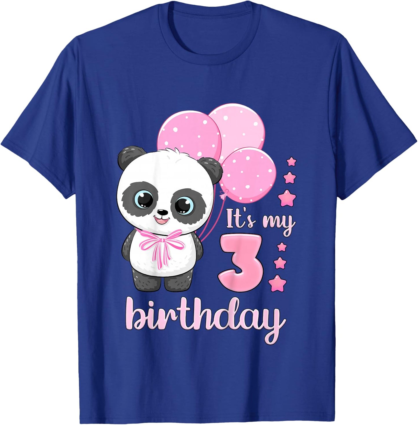 Birthday Girl 3 Panda Pink Balloons T-Shirt - T-Shirt | Royal